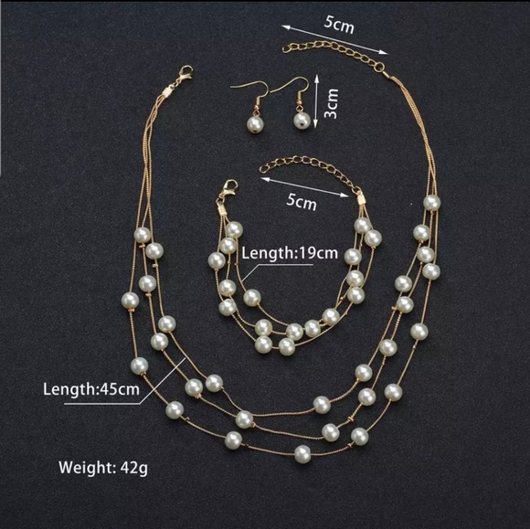 Necklace Earrings Bracelet Set Gold or Silver - Picture 8 of 8